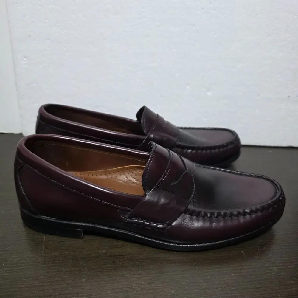 Allen Edmonds Walden Penny Burgundy Leather Dress Loafers Men 10,5B